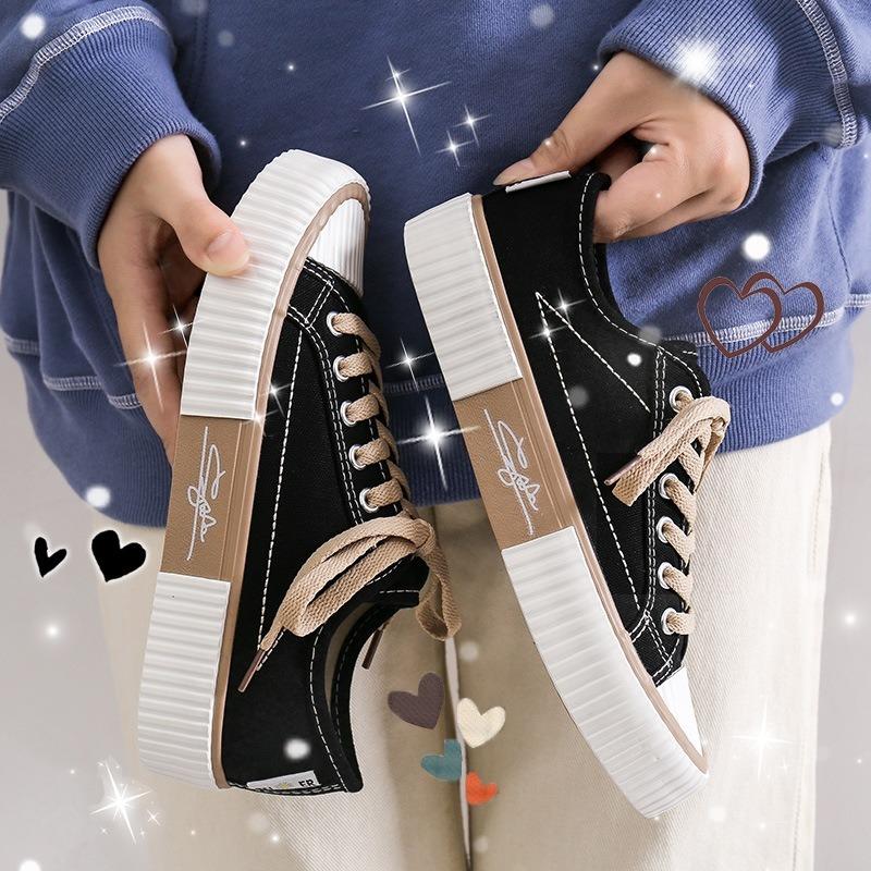 Canvas shoes women's new autumn versatile ulzzang student biscuits small whiteboard shoes trend