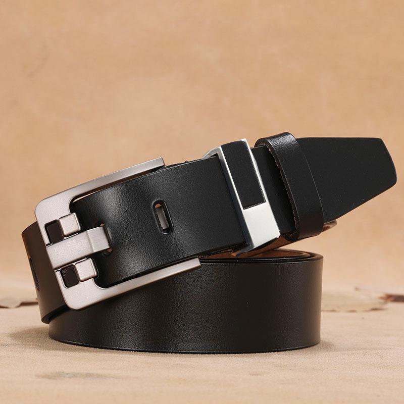 Men's Genuine Leather Casual Belt with Pin Buckle - Full Cowhide Waistband