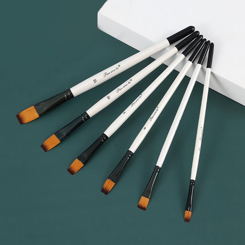 

Кисть для масляной живописи, Набор из 6 штук, Живопись, Кисть для акварели, Многоцелевая, Нейлоновый ворс, Кисть с деревянной ручкой 6 pcs flat peak