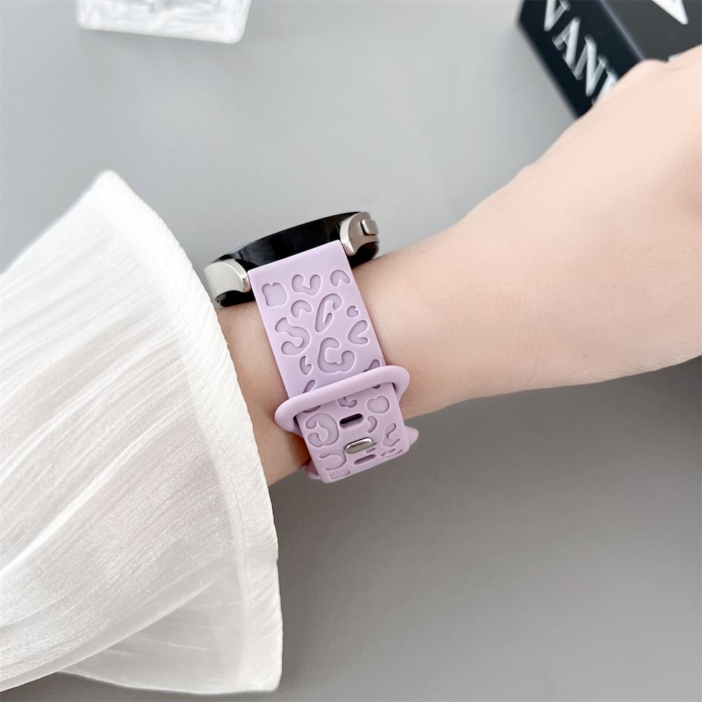 20mm 22mm Leopard Engraved Band for Samsung Galaxy Watch 6 5 4 40mm 44mm Gear S3 Silicone Cute Strap 6Classic 43mm 47mm Active 2