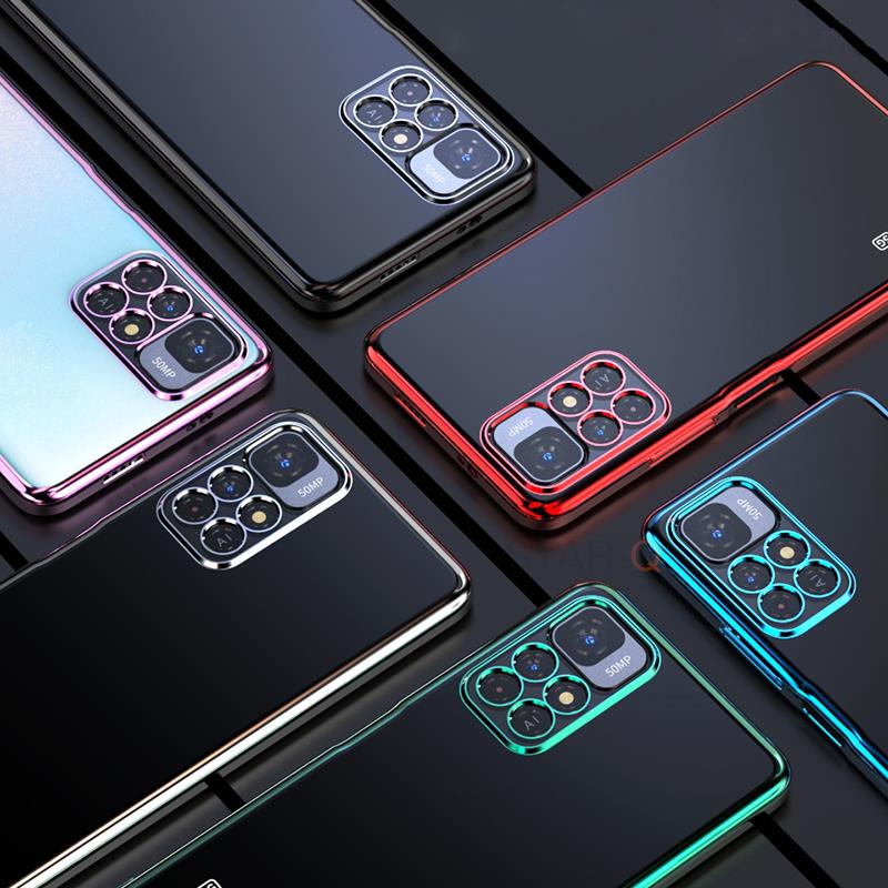 Luxury Plating Transparent Soft Case For Xiaomi Redmi Note 11 Pro Plus 10 9 8 Silicone Cover Redmi Note11 S 10s 11s 9a 9c K20