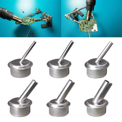 3/4/5/7/8/10mm Curved Heat Nozzle Set 6Pcs 45 Degree Bent Tips for Quick 861 Hot Air Gun Rework Station