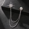 Metal Star Rhinestone Brooches Tassel Chain Crystal Lapel Pins Suit Coat Pin  Jewelry Accessories