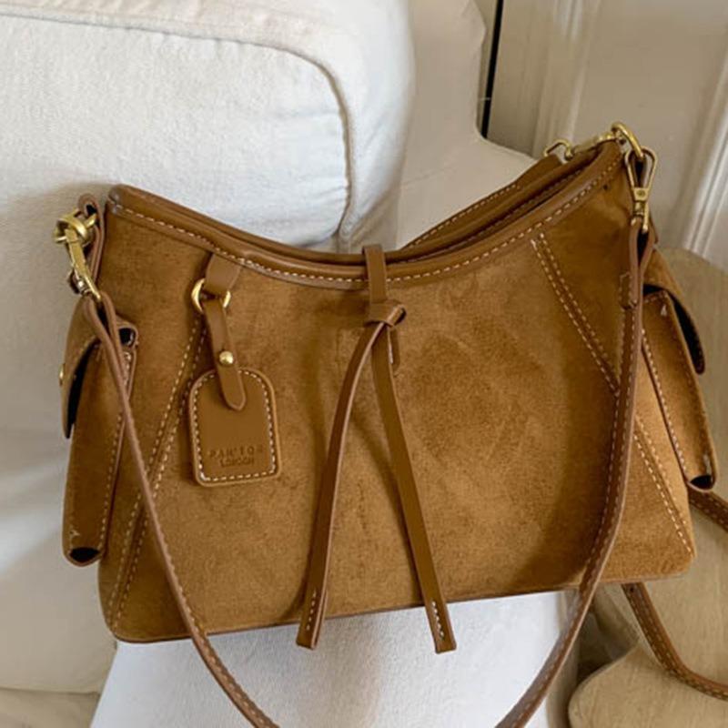 Trendige Taschen Damen Retro Nische Achseltaschen Damen Taschen Einfache Wildleder Schultertaschen Hochwertige Pendlertaschen