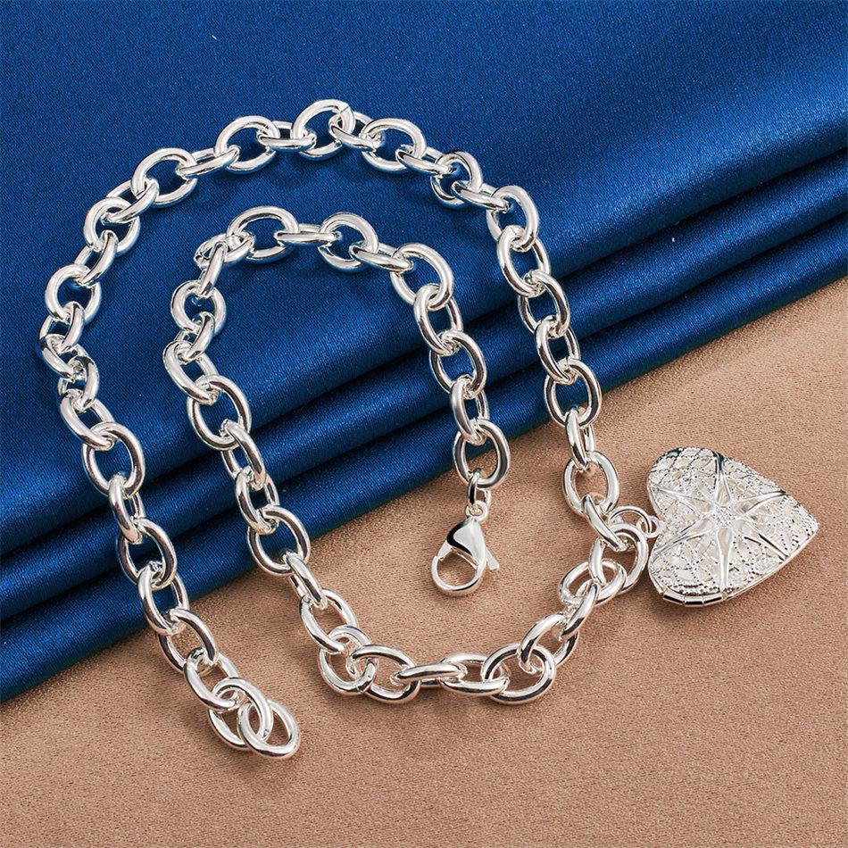 925 Sterling Silver Exquisite Heart Pattern Necklace for Women, Fashionable Party Wedding Gift Accessory