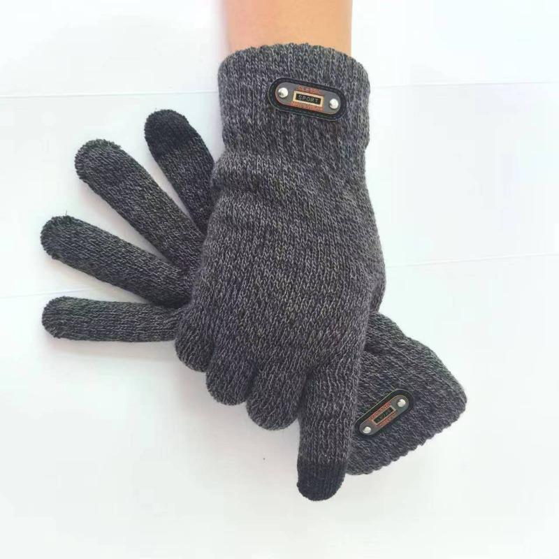 

Мужские вязаные шерстяные волшебные перчатки Zhongqing Зимние теплые и ветрозащитные Двухслойные утолщенные и флисовые Чисто черные