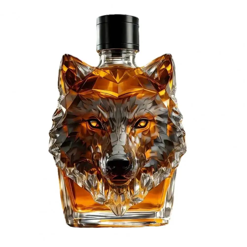 300ml Whiskyflasche Karaffe Wolfskopf Form Hohes Borosilikatglas Weinflasche Auslaufsichere Dichtung Whisky Karaffe