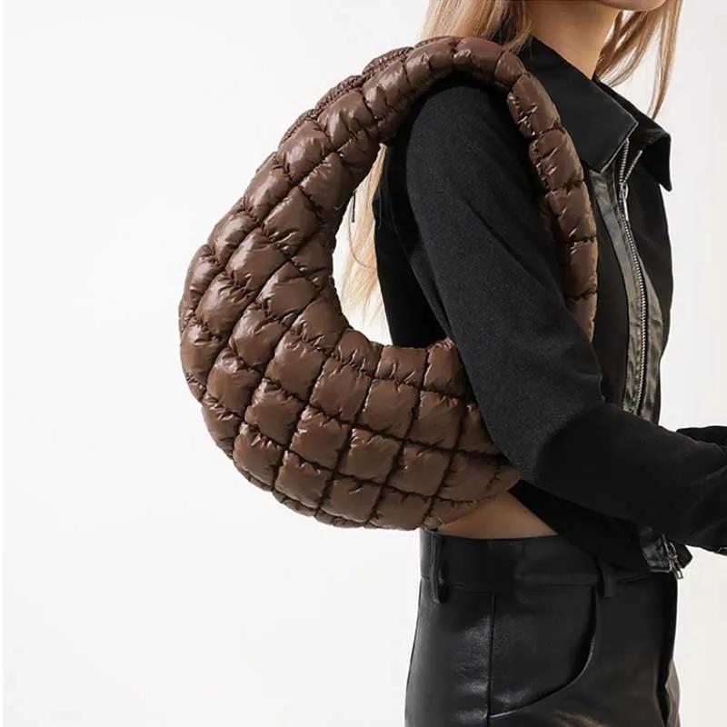 Quilted Embroidered Thread Women's Bag Pleated Cloud Mini Handbags Down Padded Lightweight Clutch Bag Cotton Small Shoulder Bags