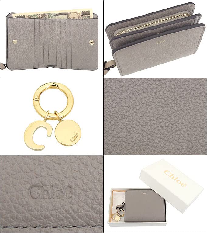 Chloe ALPHABET Leather Small Wallet CHC22WP765 F57 Cashmere (Bi-fold) Gray, Women's [Brand Name] [Used]