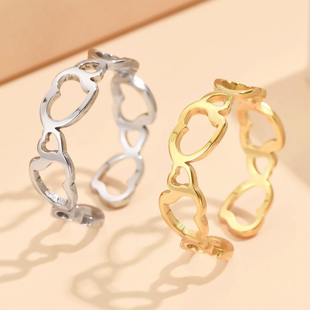Sweet Princess Stainless Steel Heart Ring - Adjustable Women's Gift
