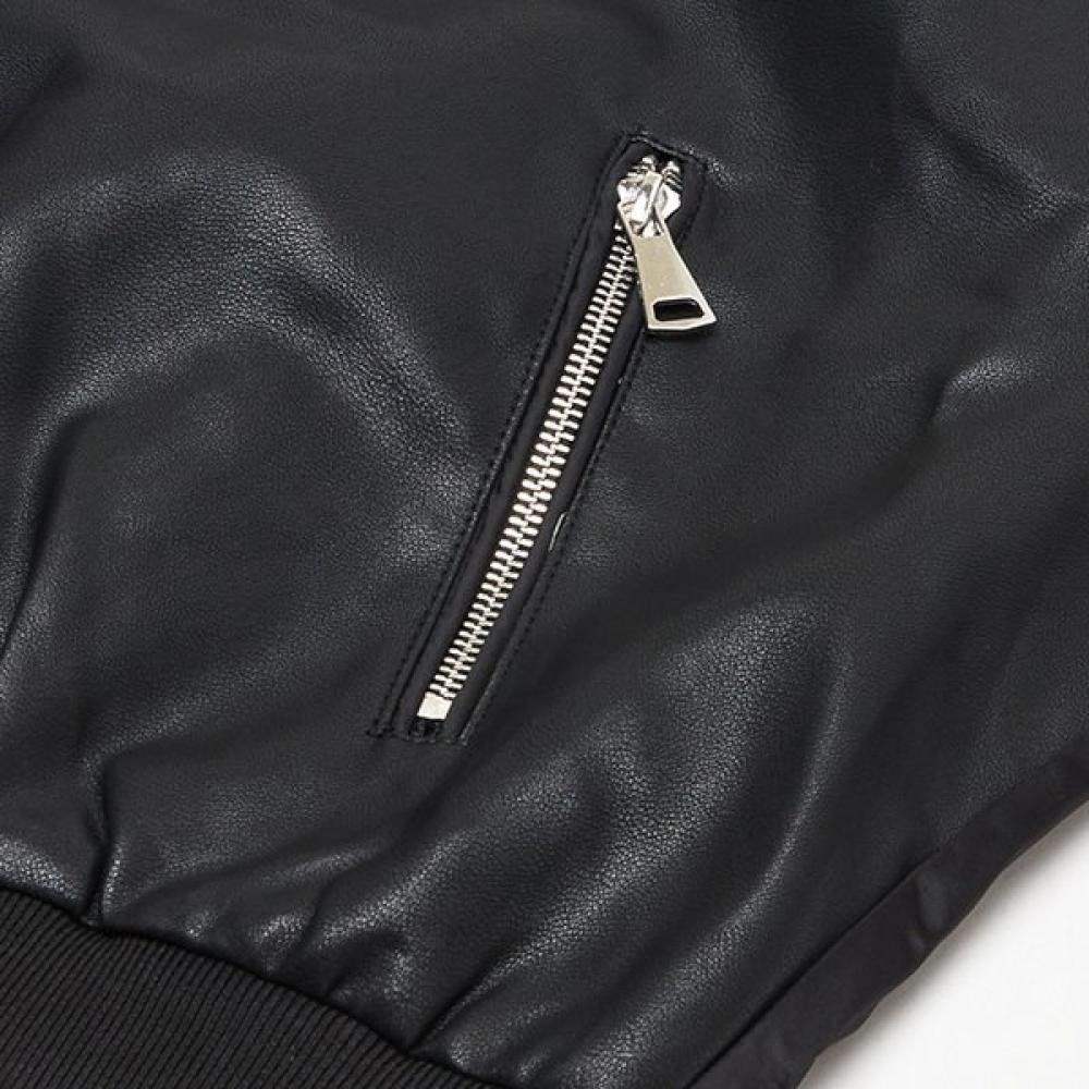 LAP Tape Sleeve Color Block Leather Blouson Jumper Ar1lz220