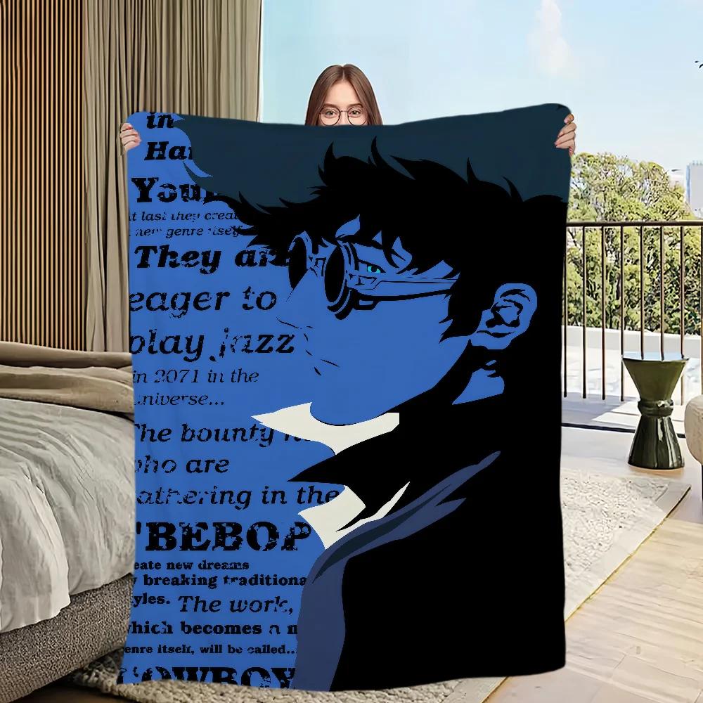 Warm Plush Anime Flannel Blanket for Living Room Sofa TV Office Bedroom Travel Gift CCOWBOY BBEBOP Series