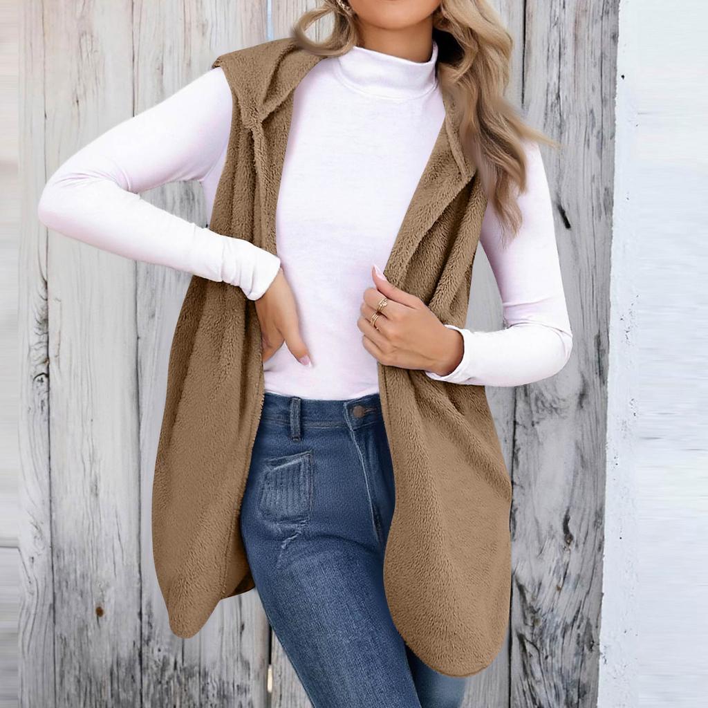 Women's  Hoodies Oversized Fleece Long Pullover Hooded Sweatshirts Casual Sleeveless Hoodie Jacket