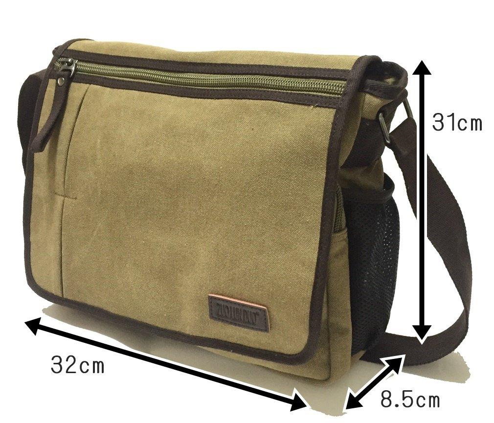 TABIWO Canvas Shoulder A4 PC Perfect for School or Military Simple Design Bag, Crossbody, Large, Size, Pocket, Work, Style, (1. Khaki)