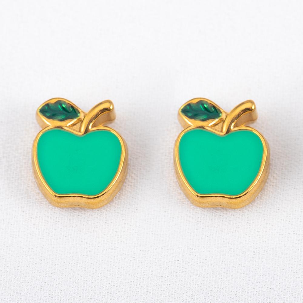 2pcs Stainless Steel Enamel Cute Strawberry Banana Corn Grape Cherry Charms Gold Plated DIY Bracelet Earrings Jewelry Findings