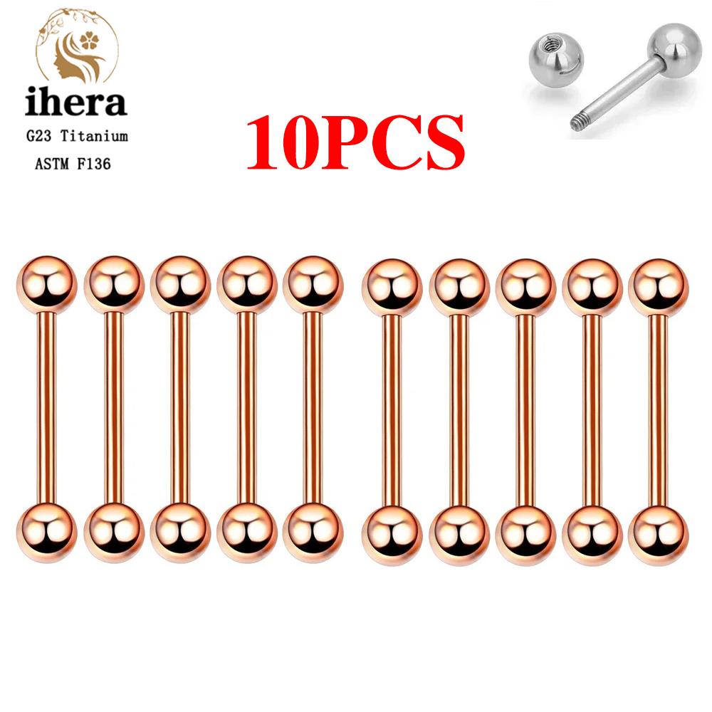 5/10PCS G23 Titanium Piercing Long Industrial Barbell Ring Tongue Nipple Bar 14G 16G Internal Thread Ear Cartilage Body Jewelry
