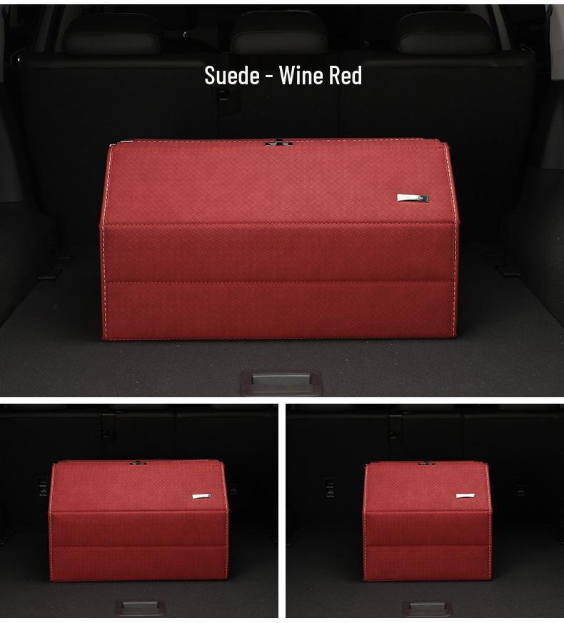 Großer Kofferraum-Organizer für das Auto, Leder mit Schafsfellmuster, Aufklappbares faltbares Design.