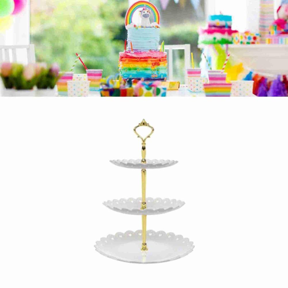 3 Tiers Fruit Cake Display Rack Plastic Material Cupcake Tower Stand Wedding Party