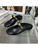 2025 summer muller shoes half slippers women's metal outer wear imitation leather lazy button bag head thick heel cool slippers