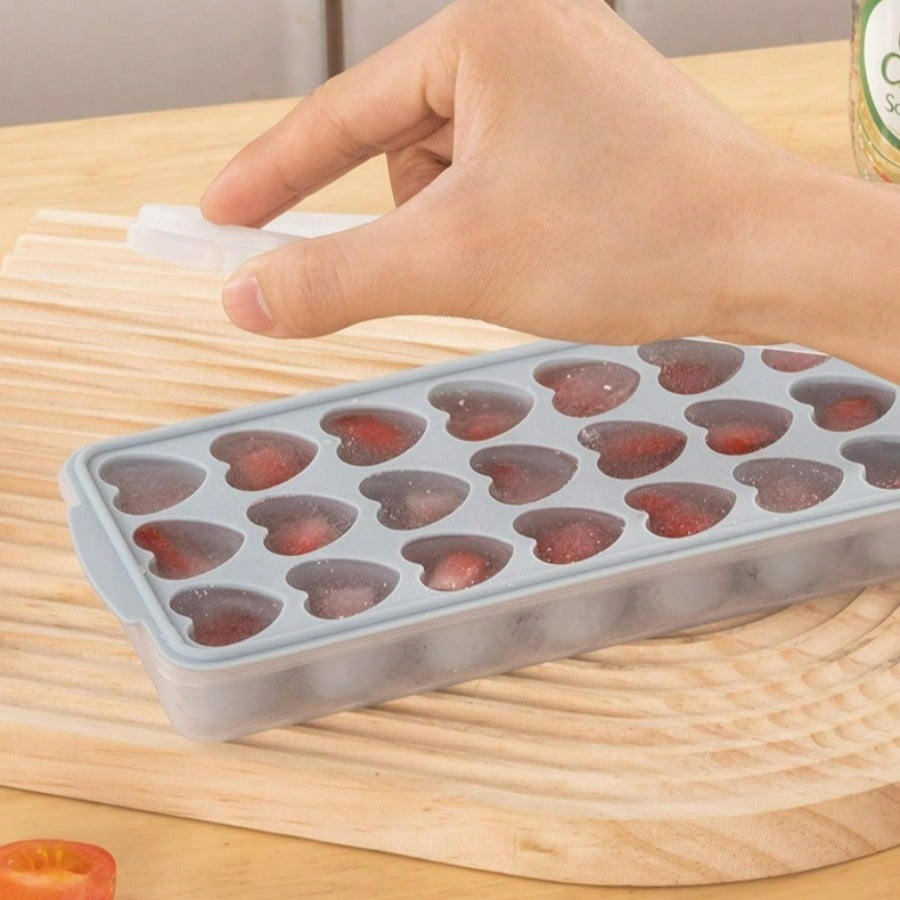 Silicone with Lid Ice Box Cute Heart-shaped Refrigerator Ice Cube Mold Home Easy Demoulding Homemade Ice Grid Mold