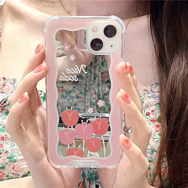 Zhitai Mirror Case for Apple iPhone 15 Pro Max/16 and Huawei Mate 60 Pro - Floral Design