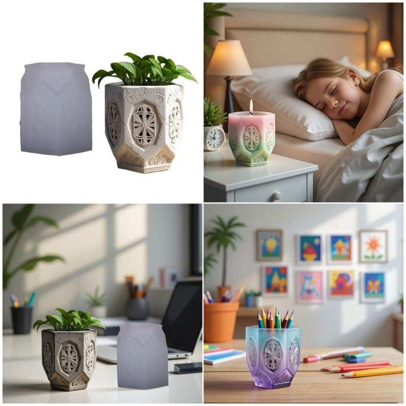 Creative Church Window Pen Holder Candle Cup Silicone Mold For Resin Jewelry Container Crafts And Home Decoration
