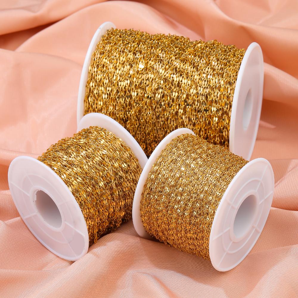2 Meters Stainless Steel Gold Flat Oval Filled Cable Chains for DIY Necklace Making Jewelry Making Findings Bracelet Supplies