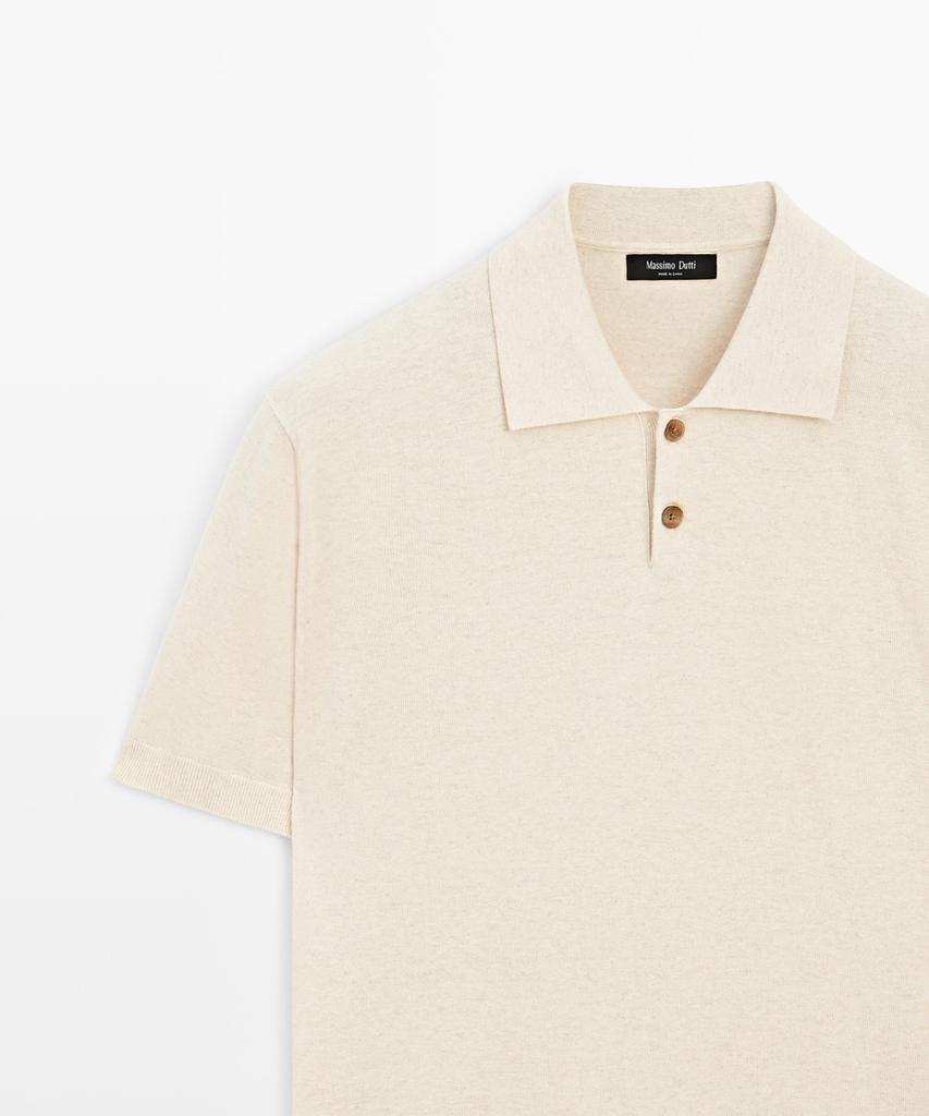 Masimodutti Cotton Linen Button Polo Shirt