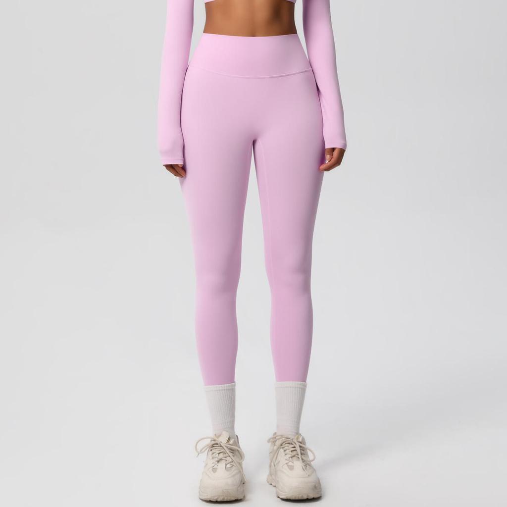 High-Waist Quick-Dry Double-Sided Brushed Yoga Pants for Running and Fitness Moisture-Wicking Athletic Tights