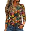 Women's Long Sleeve Neck Pullover Top with Leaf Print for Casual Daily Wear