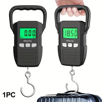1 pz Bilancia Digitale Sospesa Durevole con Ampio Display LCD Retroilluminato - Capacità 132lb/60kg, Ideale per Pesca, Bagagli e Uso Postale, Alimentata a Batteria