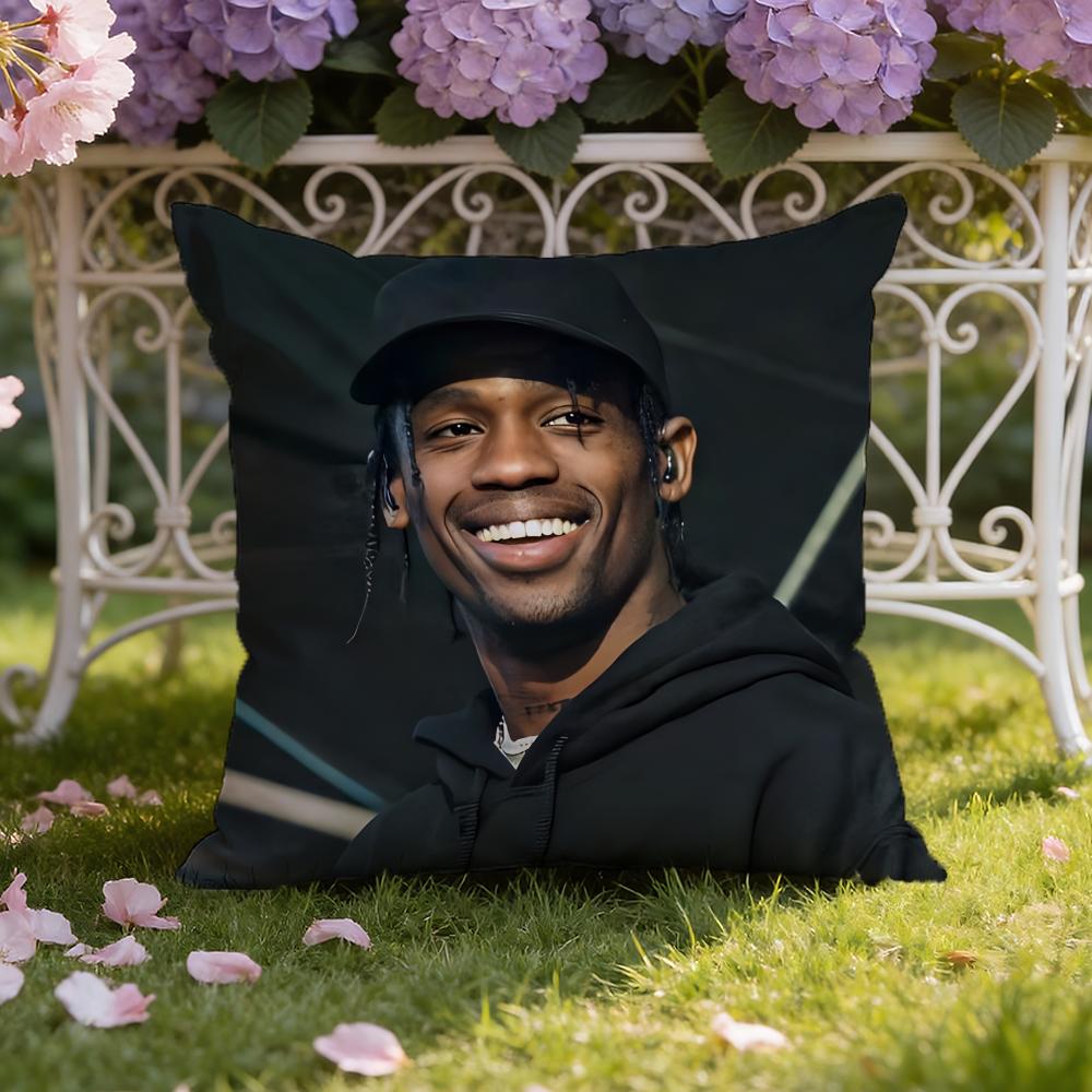 Rapper T-Travis Scott Cushion Cover Home & Car Dual-Scene Pillow Cover: Reversible for Premium Comfort