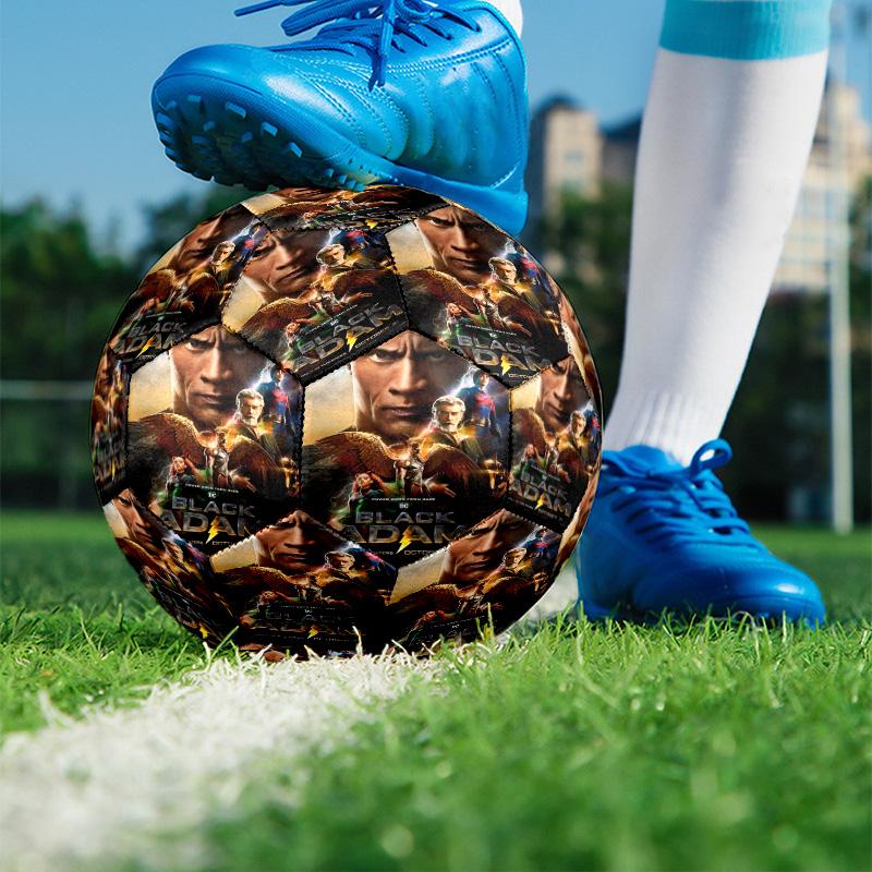 Black Adam Print Size 5 Soccer Ball, PU Wear Resistant Football for Match Training and Daily Practice, Birthday Gift for Soccer Fans