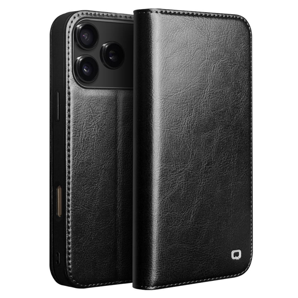 QIALINO For iPhone 17 Pro Case Wallet Stand Genuine Cow Leather Phone Cover