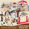 Oenux Farm Model Rider House Horse Stable Equestrian Fencing Action Figures Animals Set Figurine Early Education Kid Toy Gift