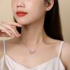 Japan and Korea S925 Sakura Necklace for Women, Fashionable Peach Blossom New Fresh Set Necklace, Light Luxury Jewelry