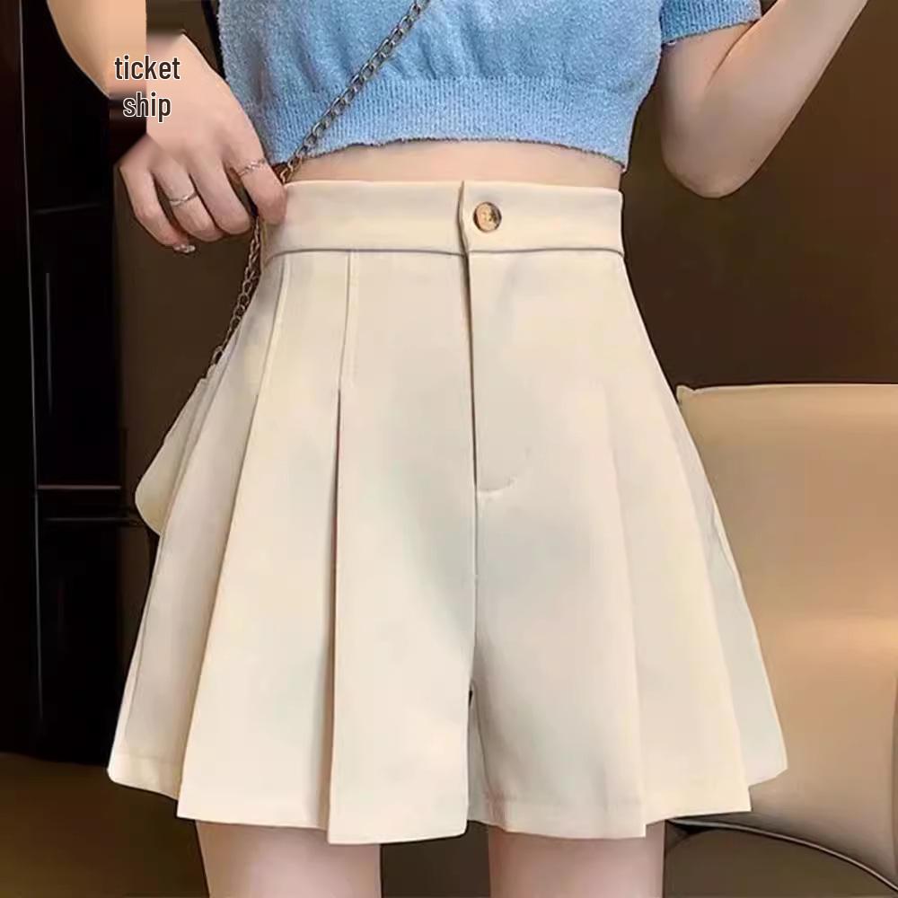 2024 Summer Women's High-Waisted A-Line Pleated Culottes