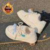 Versatile Children's Winter Plus Velvet Cat-Design Casual Warm Sneakers - White, Women's Sports Flat Shoes