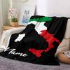 Customiz Name Personality Italy Map Blanket Soft &Warm Sofa Office Bed Travel Lunch Break Blanket, Gift Suitable All Seasons