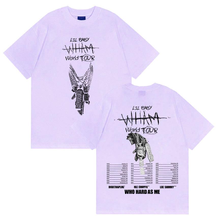 Rapper Lil Baby Wham World Tour 2025 Print T Shirts Men's Gothic Hip Hop Punk Clothing T-shirt Man Retro Oversized Cotton Tshirt