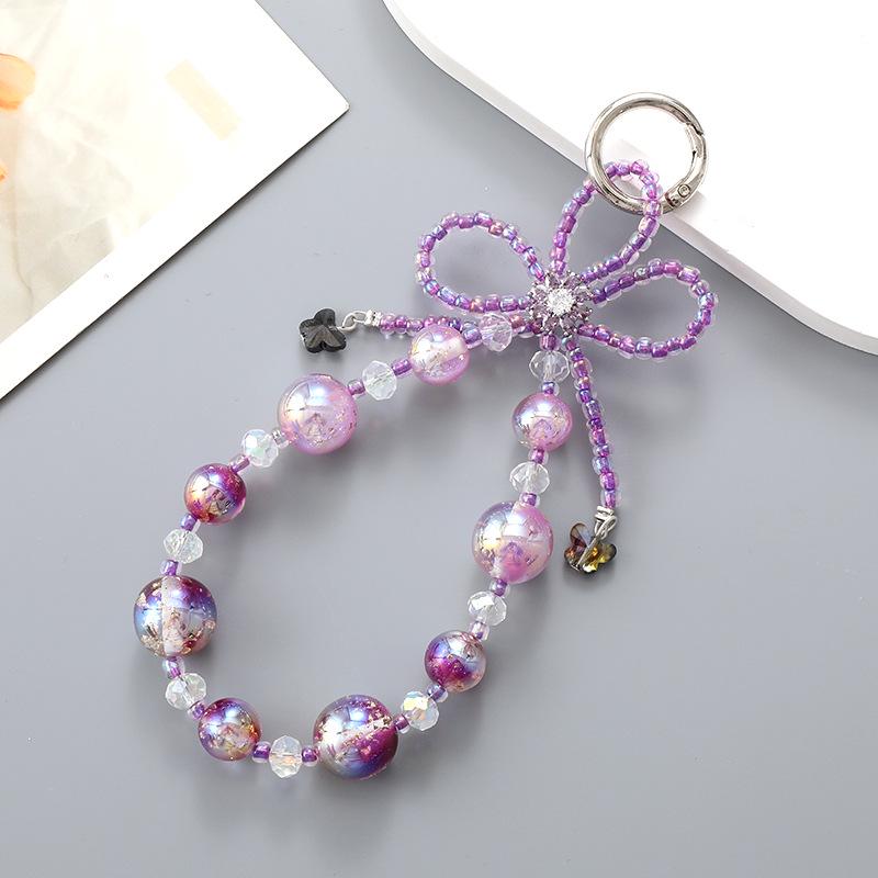 New Pearl Bow Beaded Pendant Phone Case Charm Wrist Strap Lanyard