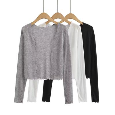 Cardigan da donna estivo con scollo a V, camicia per protezione solare lavorata a maglia, sottile e sottile, top da donna