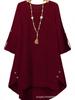 Spring-Summer Plus Size Casual Solid Color Long Top - Comfortable European American Style