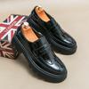 Fashion New Black Patent Leather Loafers Platform Men Shoes Round Toe Solid Slip-On Size 38-44  Mens Shoes