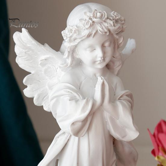 Gebetsengel Figur Zügel Schutzengel Statue Weiß Geflügelte Fee Mädchen Skulptur Home-Office Bücherregal Desktop Dekoration Ornament
