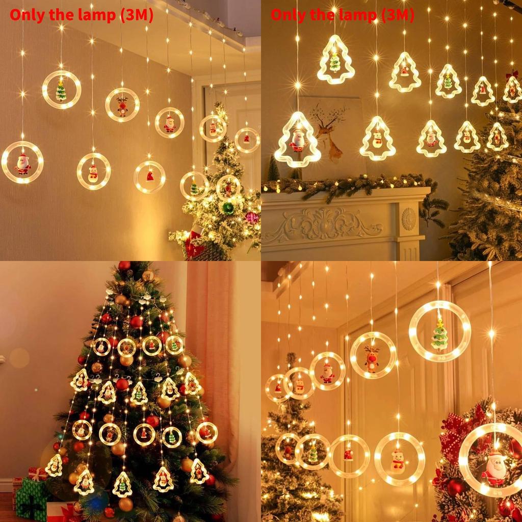 Christmas Led String Lights With Snowman And Tree Hangings For Indoor Festive Decor