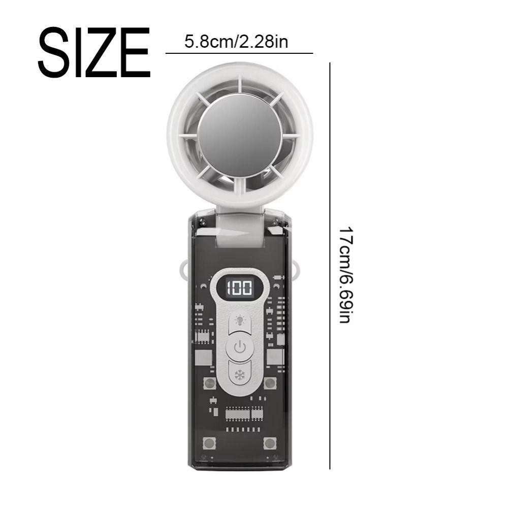 Foldable Personal Cooling Fan 100 Speeds Ice Compress Mini Handheld Fan LED Display 12H Long Battery Life Folding Travel Fan