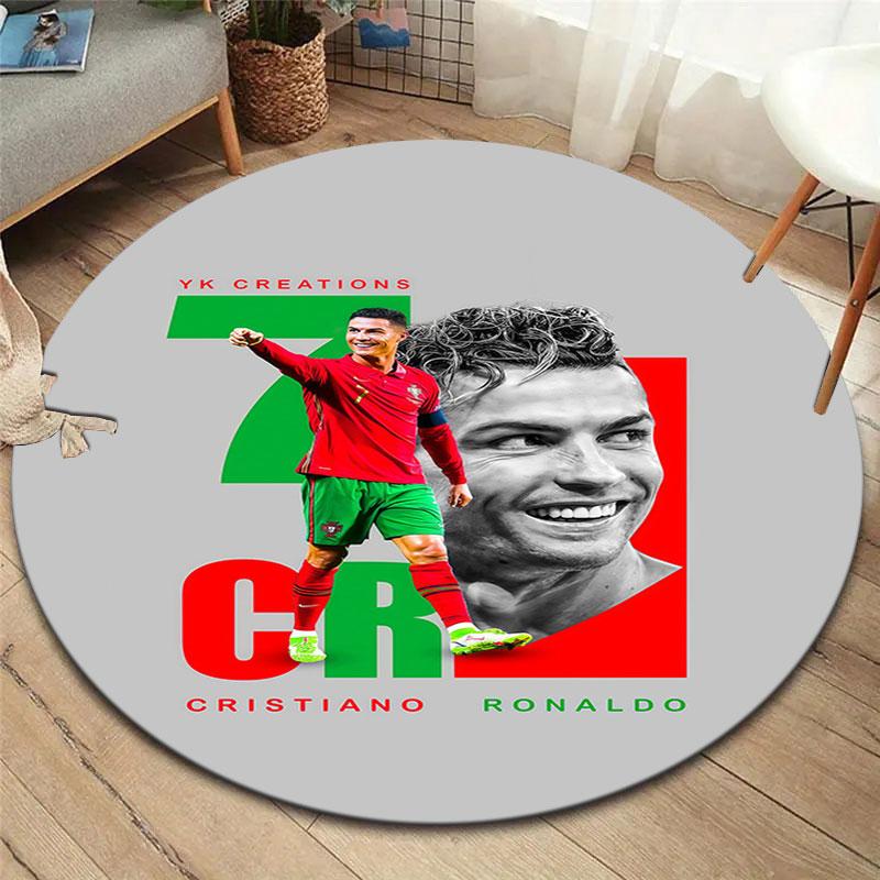 Στρογγυλό Χαλί Cristiano Ronaldo, Χαλί για Σαλόνι Υπνοδωμάτιο Καναπέ Παιδικό Δωμάτιο Διακόσμηση, Αντιολισθητικό Πατάκι