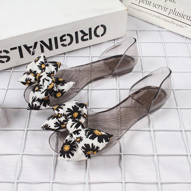 Yuzhihao Summer Daisy Transparent Flat Sandals for Women - Indoor/Outdoor Beach Wear 36