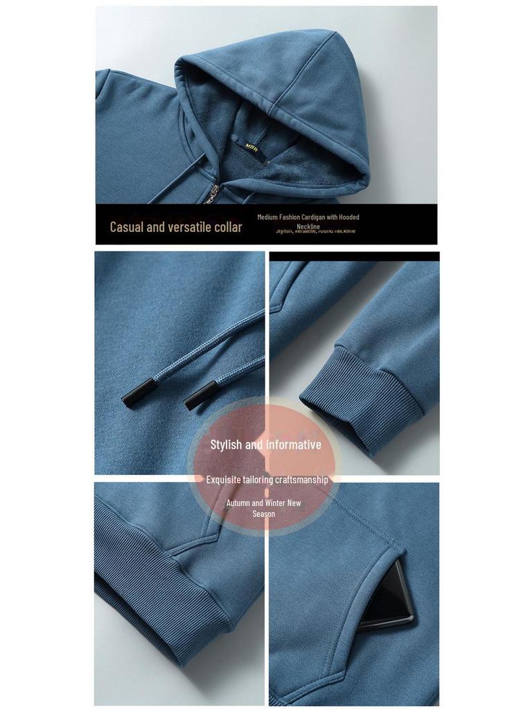 Herren-Strickjacke mit Plüsch-Kapuze – neue Mode, Herbst/Winter, Übergröße, lockere Passform